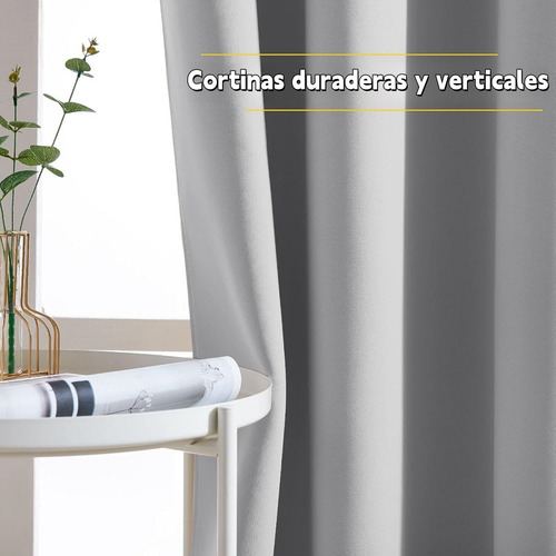 2pcs Cortina Blackout Premium Aislante 135x225cm Gris Claro