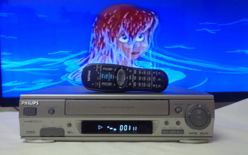 Video Cassete Philips Vr-599 + Controle- Usado - Funcionando Cinza (Usado)