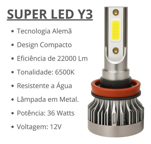 Kit Lâmpadas Super Led Fiat Siena Farol Alto Baixo E Milha