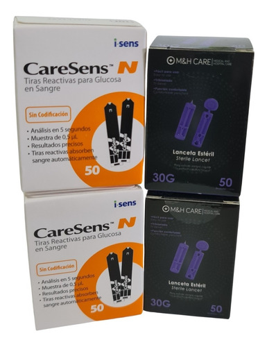 100 Tiras 100 Lancetas Caresens Envio Gratis 