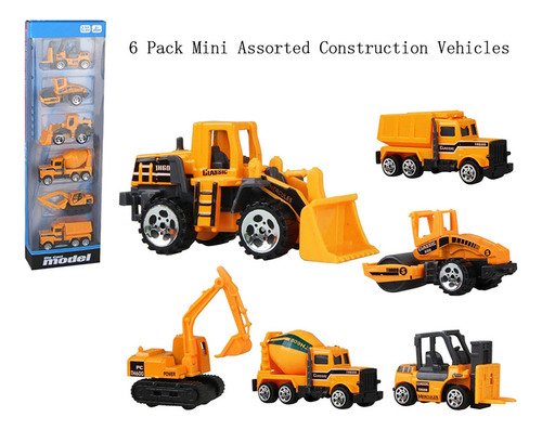 Pacote Com 6 Mini Veículos De Construção E Brinquedos De Car