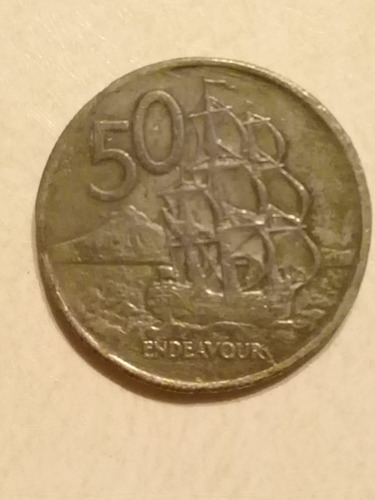 Moneda Nueva Zelanda Elizabeth Ii 50 Centavos Dolar 1967