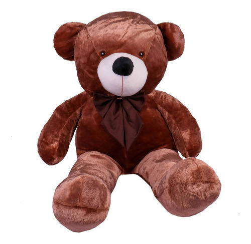 Urso De Pelúcia Gigante Teddy - Grande - Laço Personalizado Cor Urso Mel Com Laço Tabaco