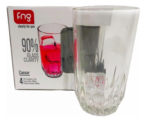 Vasos De Vidrio En Set X 4 Unidades 350ml - Sheshu Home