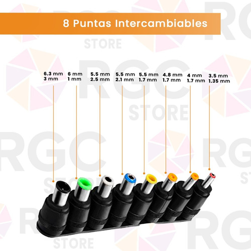 Imagen 5 de 8 de Cargador Universal Notebook Laptop Puntas Intercambiables