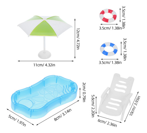 1 Juego De Accesorios Para Piscinas En Miniatura - Dollhouse