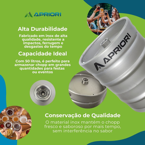 Barril Chopp Inox 50 Litros Destravado Sifão Aço Inox 304