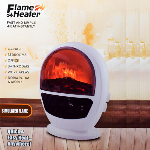 Calentador Eléctrico Portátil Tipo Chimenea De 1.500 W Blanco