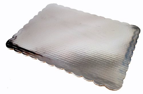 20 Bases Para Pastel De Carton Rectangular 50 X 75cm * Color Plateado