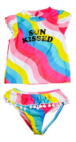 Traje De Baño Bikini Color Arcoiris Sun Kissed Niña Talla 6 