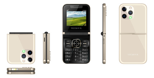 Celular Plegable 4g Yeemovil Y1000 Dual Sim + 2 Sim Extra Desbloqueado Telcel At&t Movistar Bait Bluetooth Fm Linterna 2.4-dorado Claro