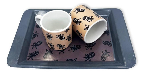 Jogo Xícaras De Café Coffee 85 Ml 6 Peças Com Bandeja