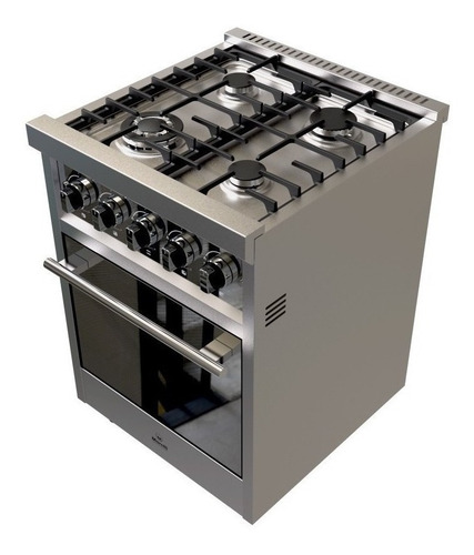 Cocina Morelli Zafira 550 4 hornallas multigas plateada 220V puerta visor