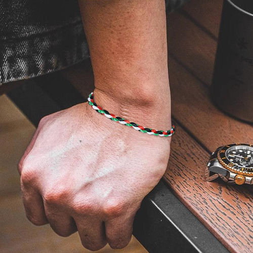 Pulsera Tejida Palestina Hecha A Mano Con Cuerda Ajustable
