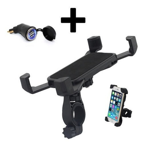 Soporte Celular Moto + Adaptador Toma Europea Bmw Hella Usb