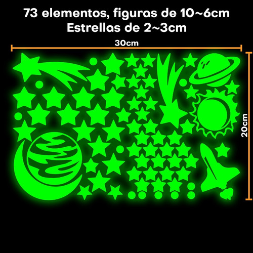 Imagen 2 de 7 de Estrellas Espacio Brillan Oscuridad Vinilo Fluorescente