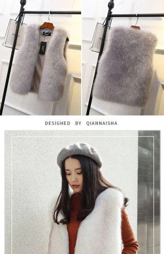 Chaqueta Tipo Chaleco De Piel De Zorro Para Mujer, Moda Otoñ