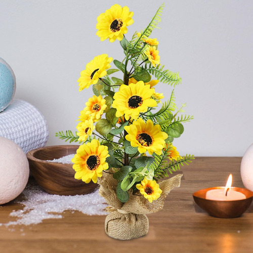 Dk Mini Arreglo Floral De Mesa De Girasoles Artificiales En