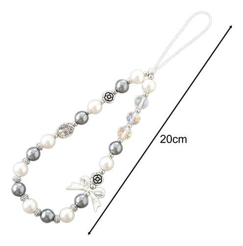 Pulseira De Charme Para Telefone, Brancopratacinza 20cm