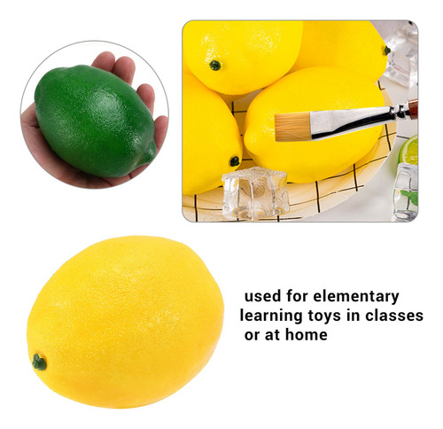 Paquete De 8 Limones Artificiales, Amarillos Y Verdes