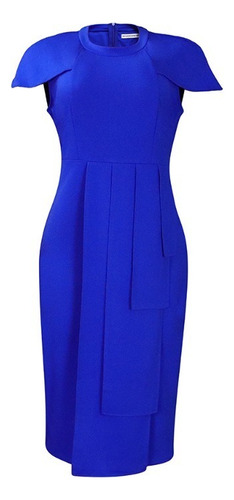 Elegante Vestido Ajustado De Manga Abullonada Con Cuello Red