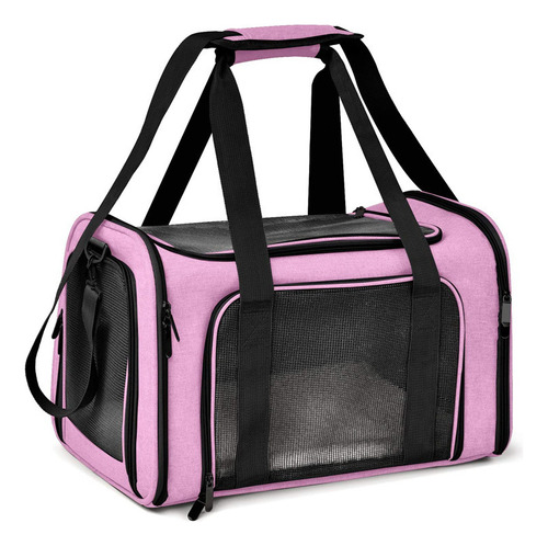 Bolsa De Viajem Para Transporte Pet Para Cães E Gatos Avião Cor Rosa