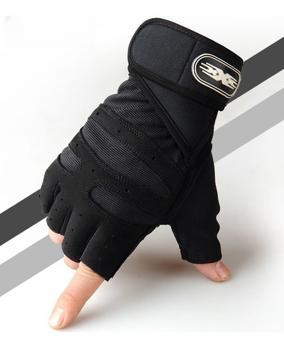 Guantes Calidad Gym Pesas Deportivos Muñequeras Mujer Hombre Negro L