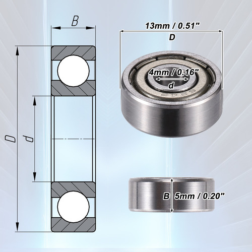 20 Piezas De Rodamiento De Bolas De 4 X 13 X 5 Mm 624zz