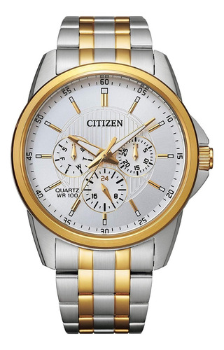 Reloj Citizen 61345 Quartz Ag8344-57b  Hombre Acero Fechador