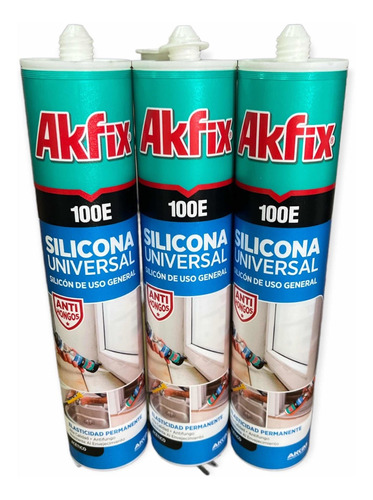 Pack 3 Silicona Acetica Baño Cocina Blanca Universal 280ml