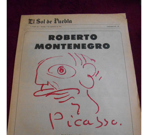 Periodico Sol De Puebla Roberto Montenegro '76 Arte Cultura 