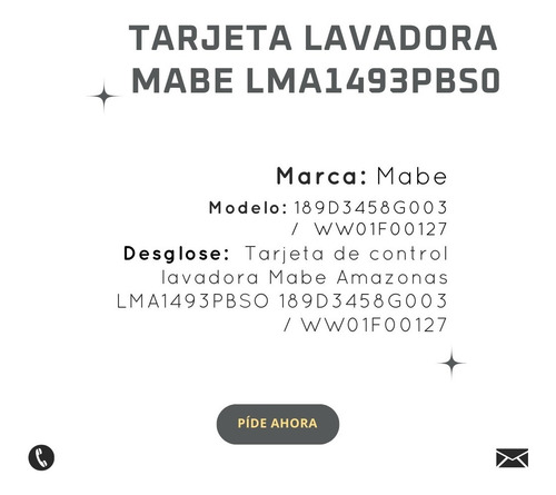 Imagen 4 de 4 de Tarjeta Control 189d3458g003 Lavadora Mabe Lma1493pbs0