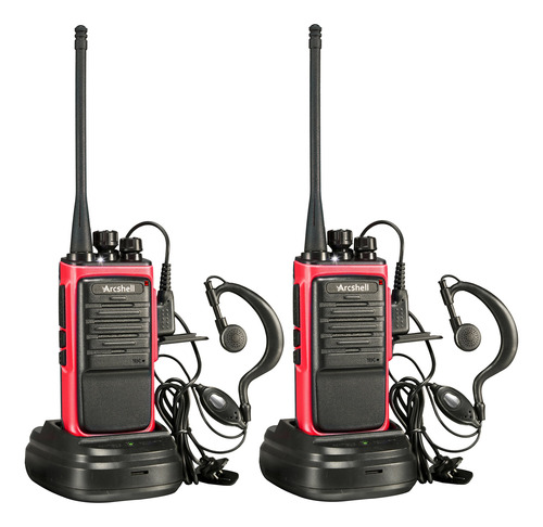 Radios Bidireccionales Recargables Con Auricular Paquete De Negro Y Rojo 2 Pack Bandas De Frecuencia