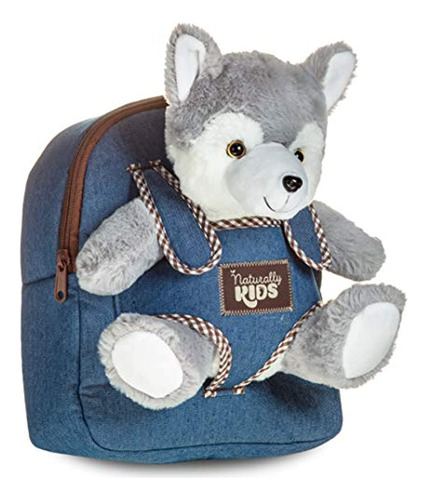 Morral Color Azul Con Peluche De Husky Incluido