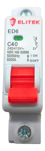 Disjuntor Monopolar 40a Termomagnético Proteção Elétrica