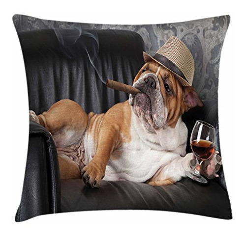 Ambesonne Bulldog Throw Pillow Cojín, Foto Humorística De Un