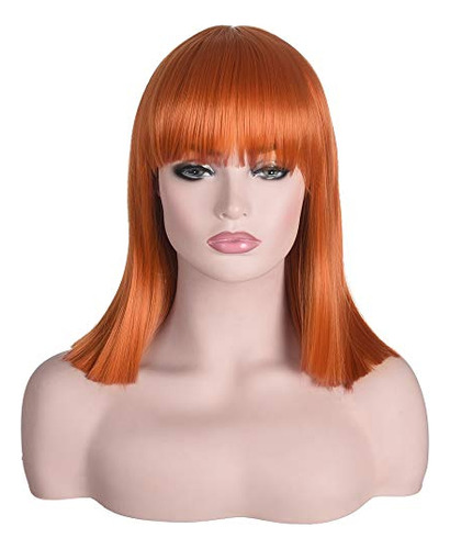 Morvally Short Straight Ginger Bob Wig Con Blunt 167m2