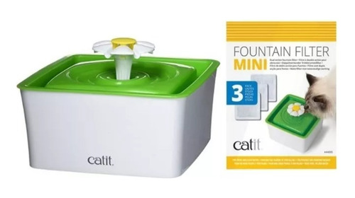 Bebedero Catit Flower Mini + Repuestos Filtro Gatos 1,5 Lt