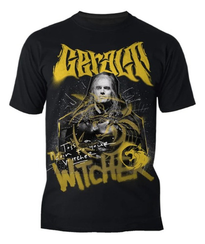 Polera Unisex The Witcher Brujo Dorado Estampado Algodon