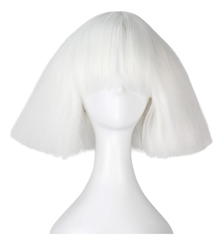 Icos Peluca De Pelo Corto Y Lacio Para Mujer, Peluca Blanca.