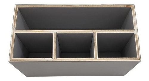 Organizador De Mesa Escritorio Roc Madeira Com Formica Cinza