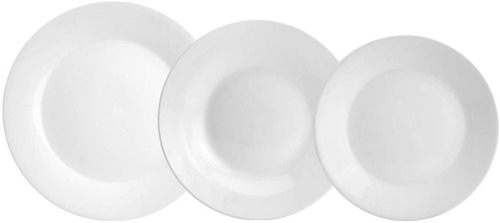 Imagem 1 de 1 de Baixela Pratos Porcelana Branca Clean Lyor 18 Pecas 12x
