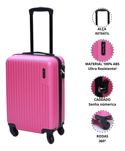 Mala 10kg Extensor Viagem Bordo Rodinha 360° Casca Dura Abs