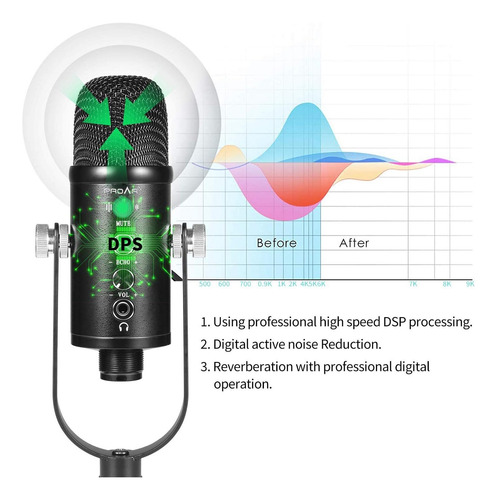 Micrófono Proar Para Podcast, Kit De Micrófono Usb Para Telé