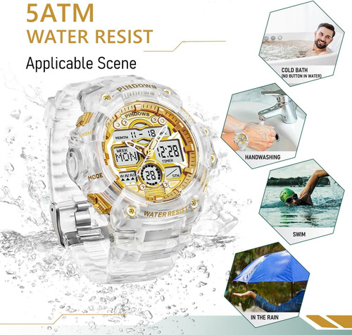 Pinidous Reloj Deportivo Digital Para Hombre, Luz Led De 7 C