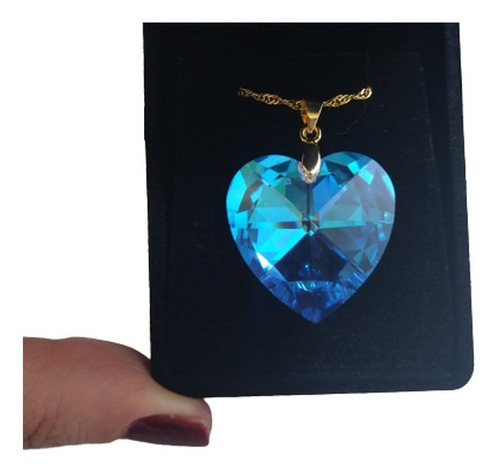 Colar Coração Cristal Swarovski 2,8cm Folh. Ouro - Namorados