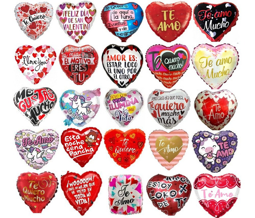 10 Pza Globo Metálico Globos Amor Y Amistad 9 Pulgadas 23 Cm