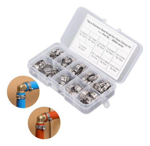 Kit De Abrazaderas Para Manguera De Una Sola Oreja, 70 Pieza