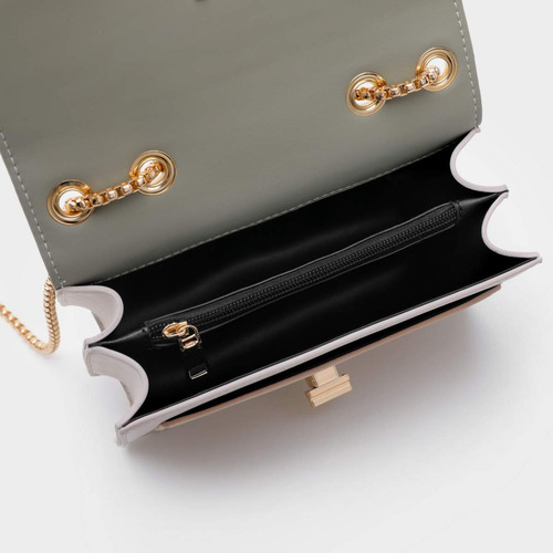 Bolso De Cuero Mujer Con Bloques Color, Diseñador, Tamaño Me