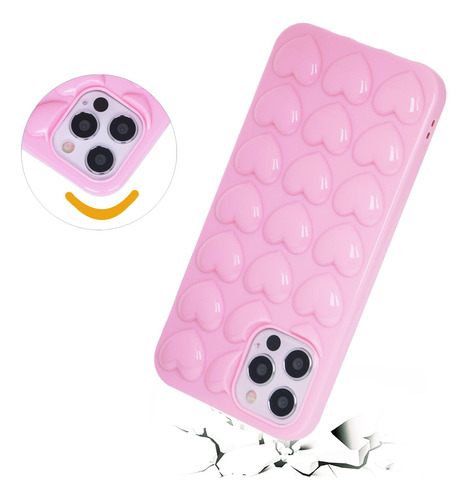 Dmaos iPhone 12 Pro Max Case For Women, 3d Pop Bubble Heart